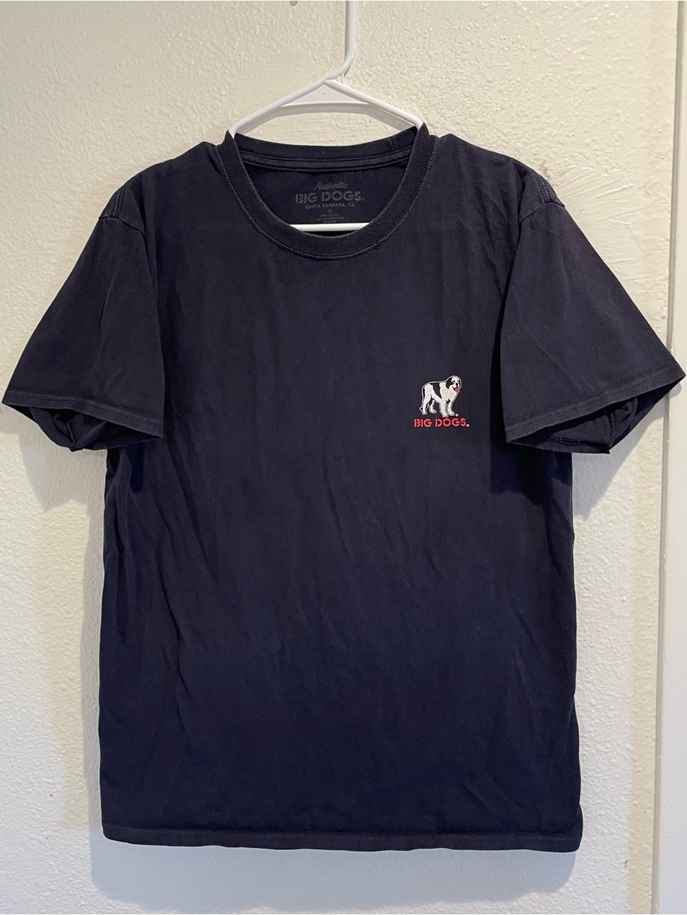 Big Dogs T Shirt Mens M Navy Blue Left Chest Logo Saint Bernard Graphic